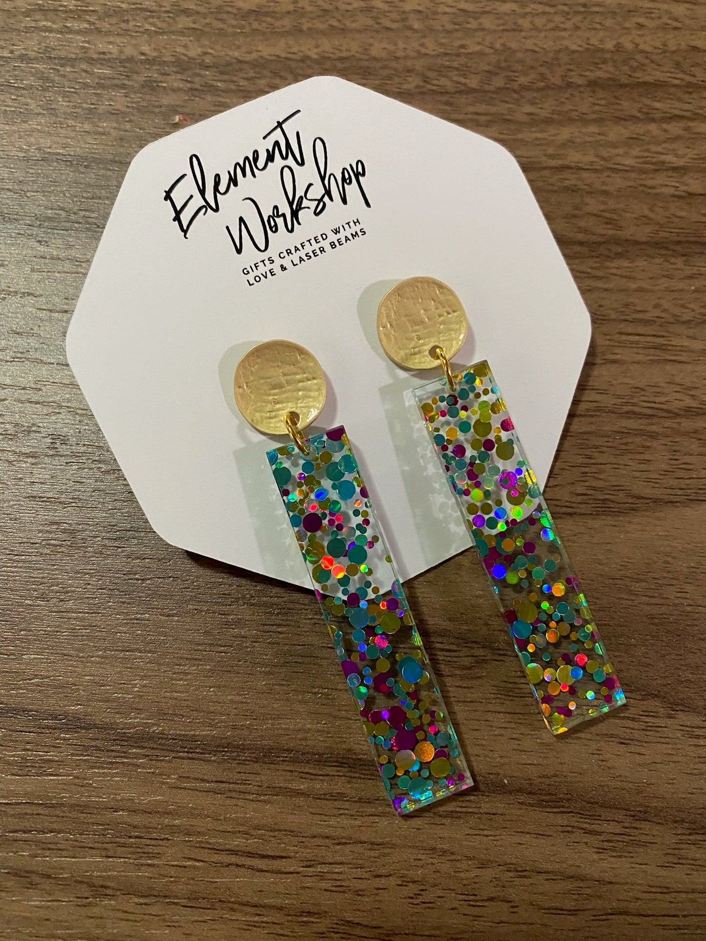 Freckle Glitter Rectangle Dangle Earrings