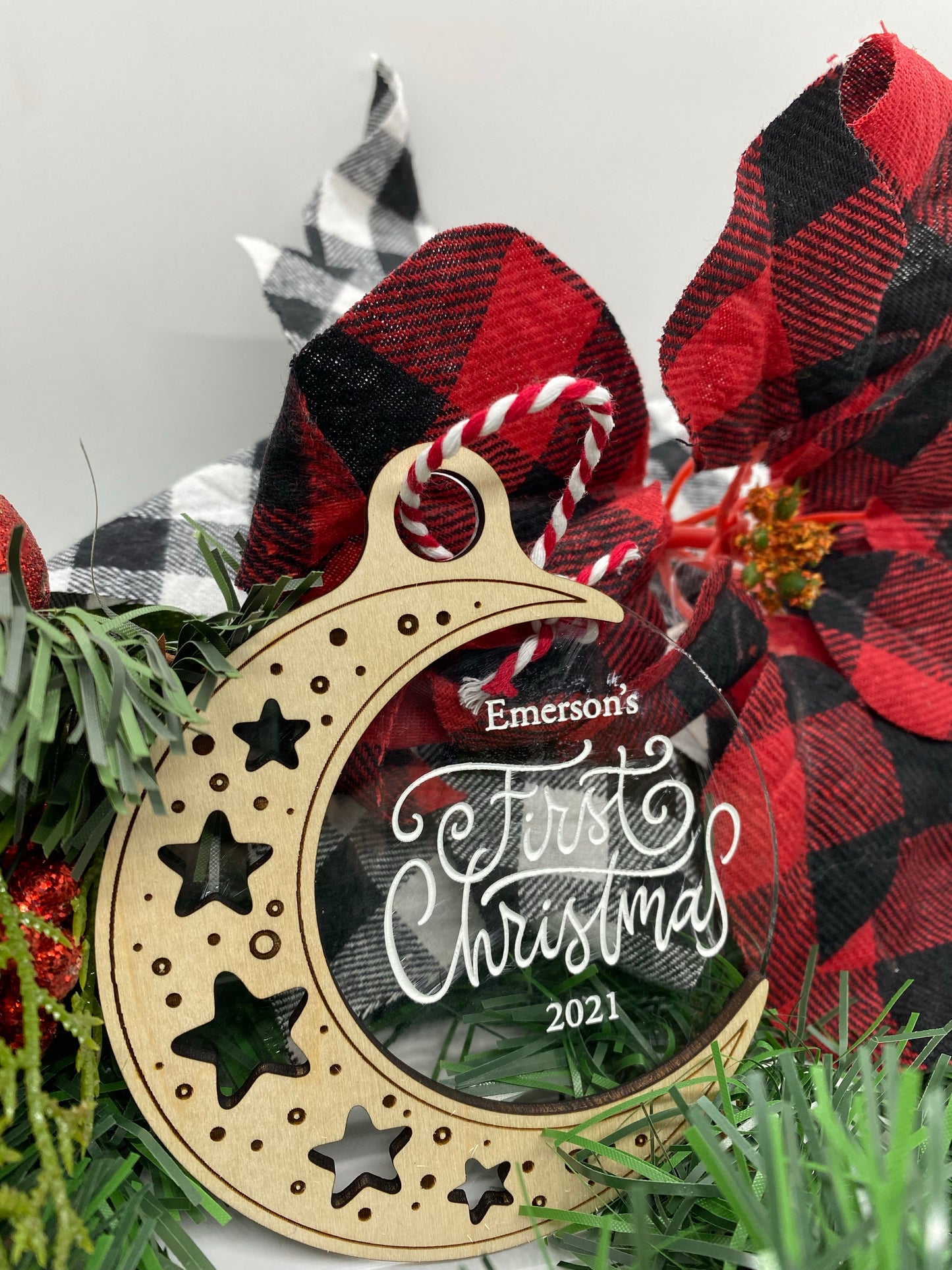 Baby’s First Christmas Dual Layer Moon and Stars Ornament