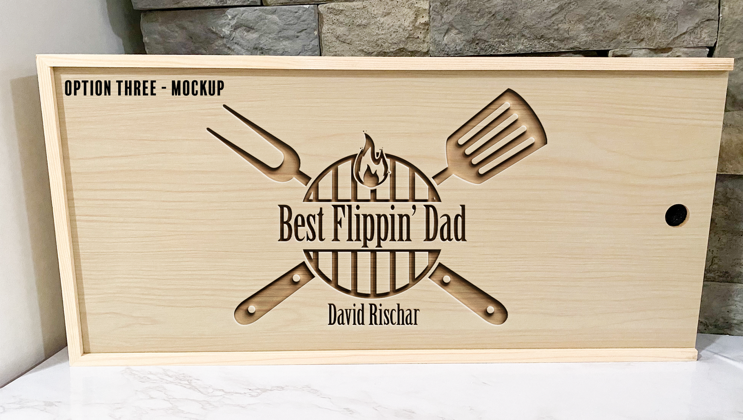 Grill Tools in a Personalized Pine Box
