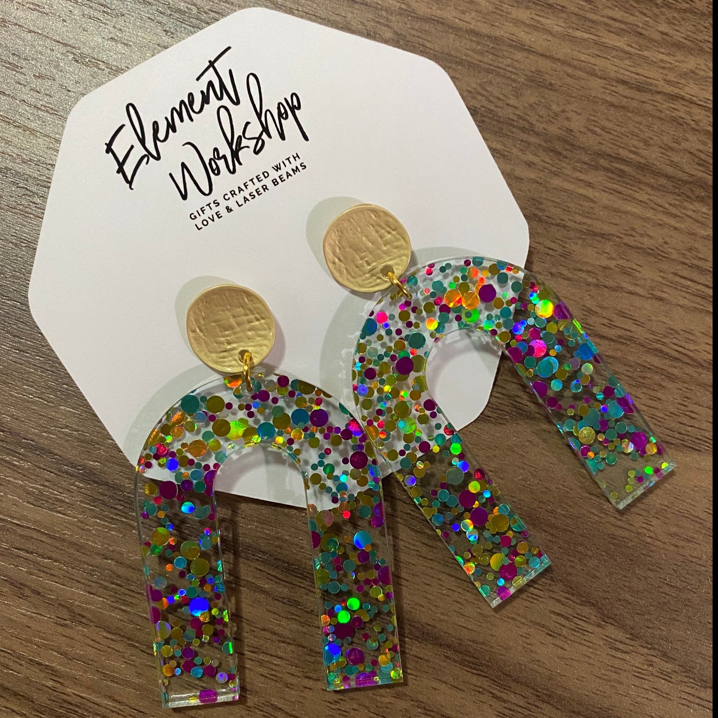 Freckle Glitter U-Shaped Geometric Earrings